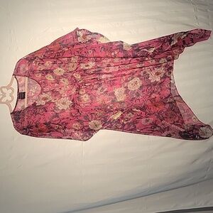 Sunflower Women’s Chiffon Floral Tie Tunic Beach Cover Up Shirt, free size